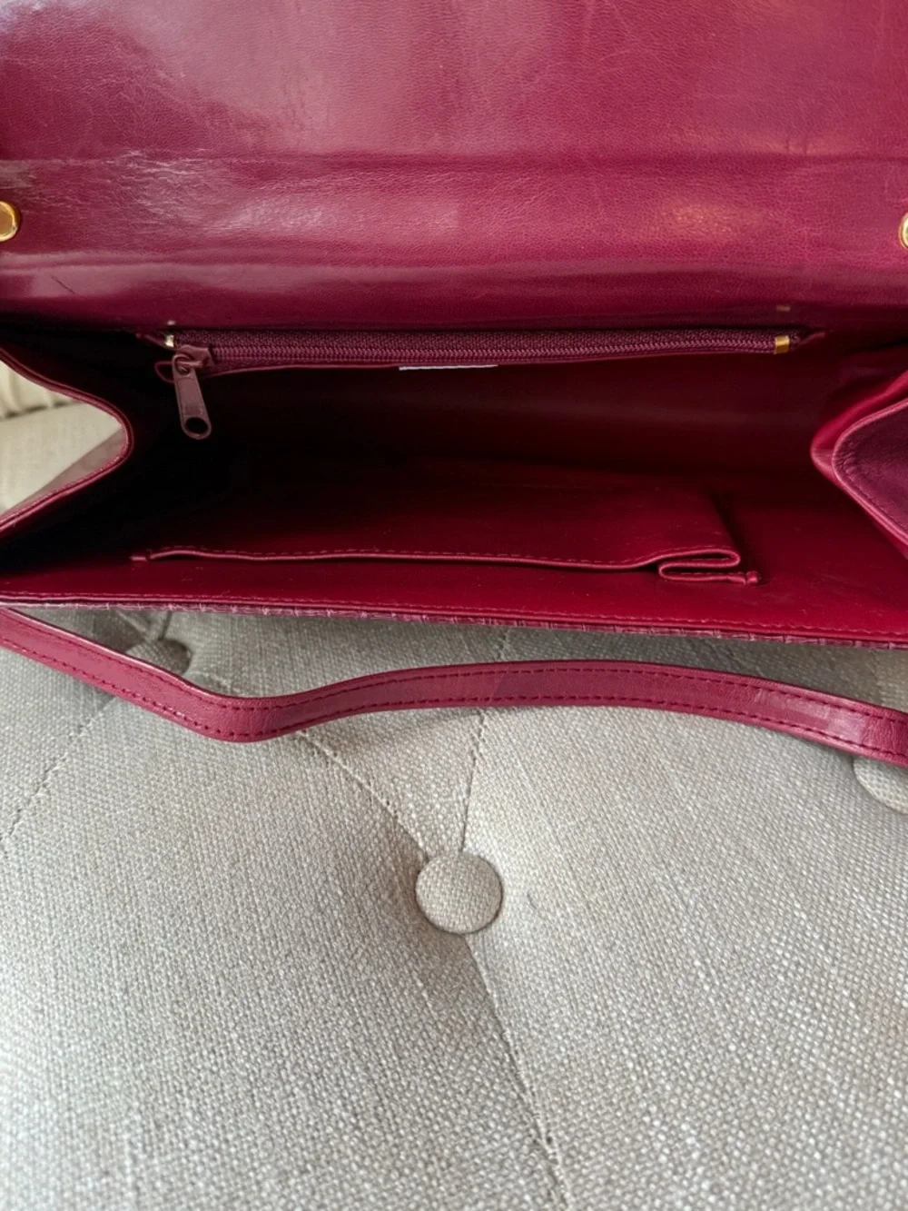 J. Renee Snakeskin Convertible Clutch Shoulder Bag Burgundy Wine Vintage